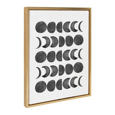 Sylvie 901 Moon Phases Black on White Framed Canvas by kateandlaurel - main product image for Resin Society