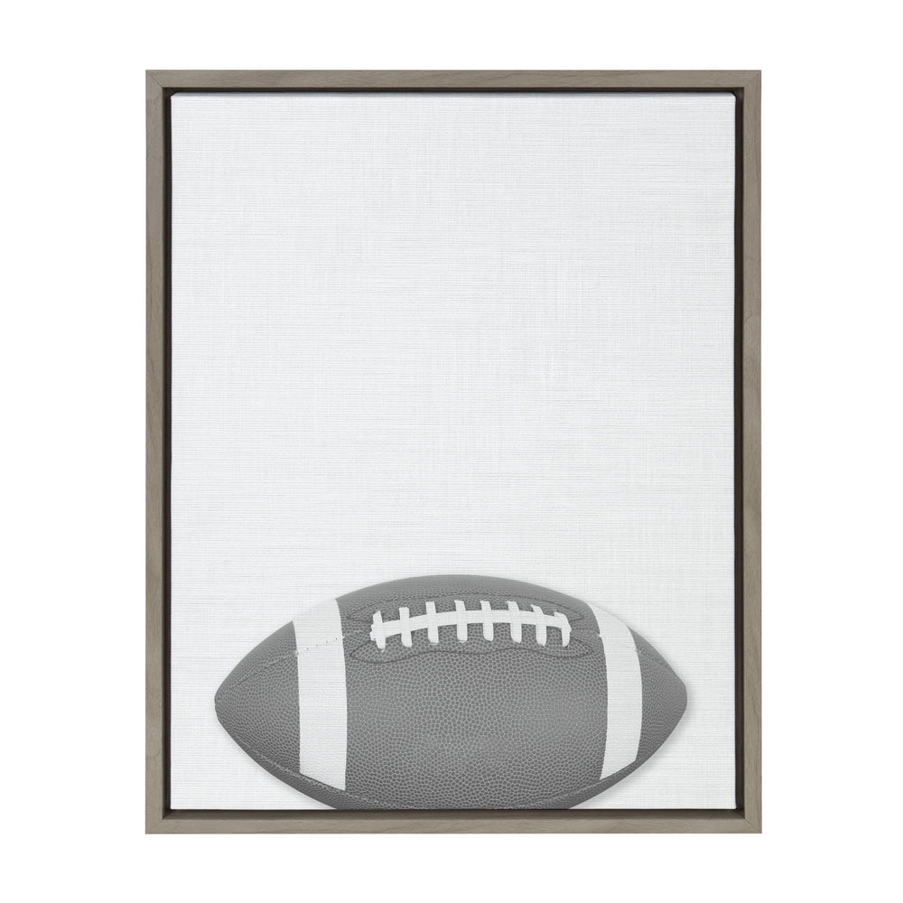 Sylvie Football Portrait Framed Canvas, Gray 18x24 by kateandlaurel - framed portrait of a football player in gray tones