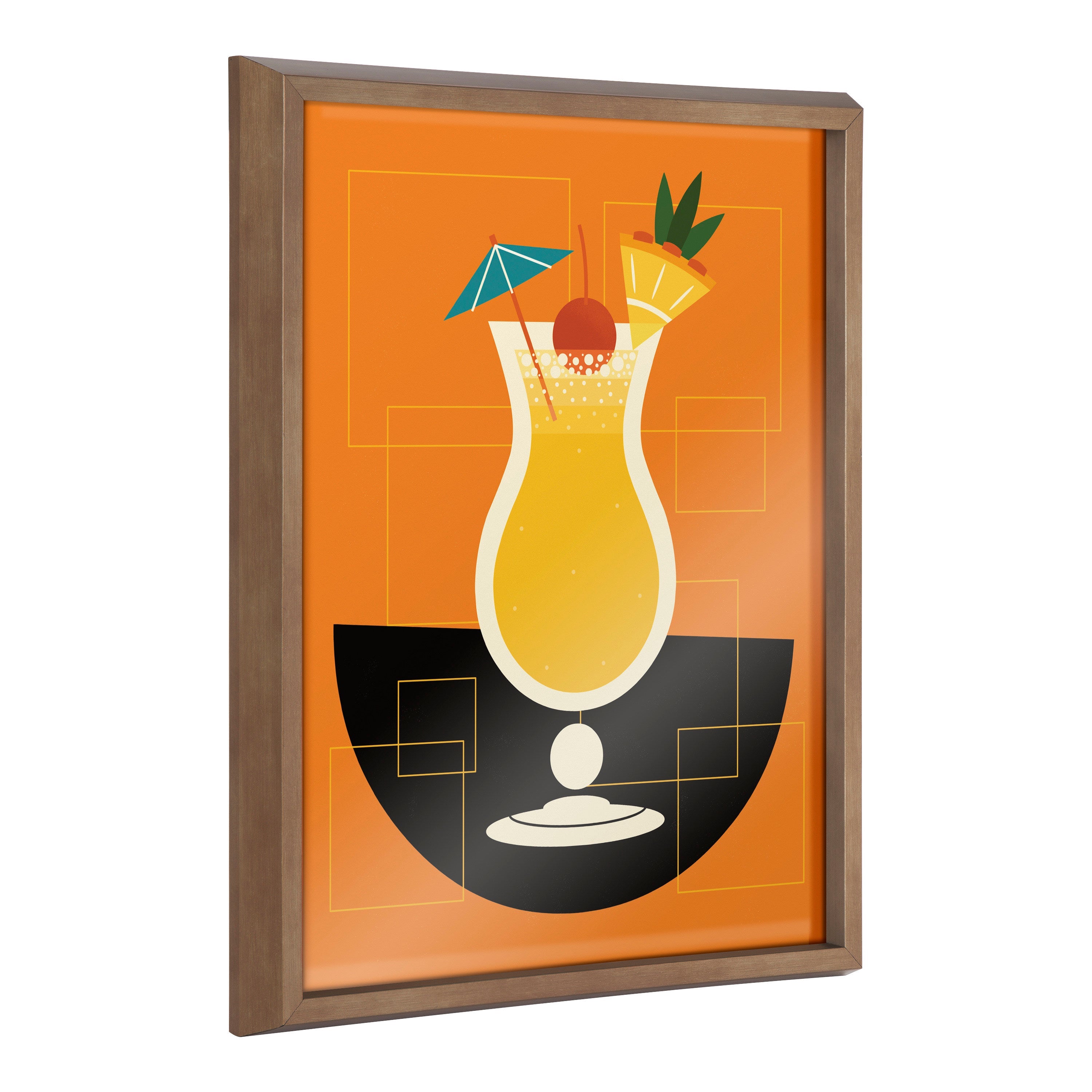 Blake Pina Colada framed printed art showing a stylized cocktail illustration in a modern frame