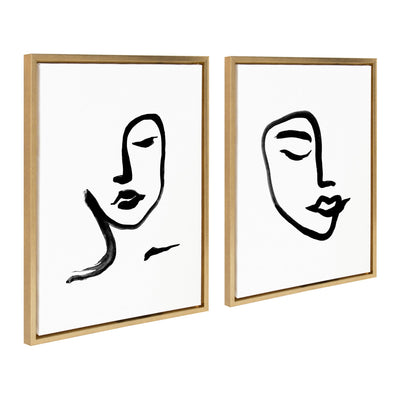 Sylvie Woman Face Art and Face Line Print Framed Canvas Art Set by Viola Kreczmer