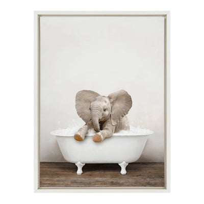 Sylvie Baby Elephant No 6 in Rustic Bath Framed Canvas by kateandlaurel - product image 2 for Resin Society