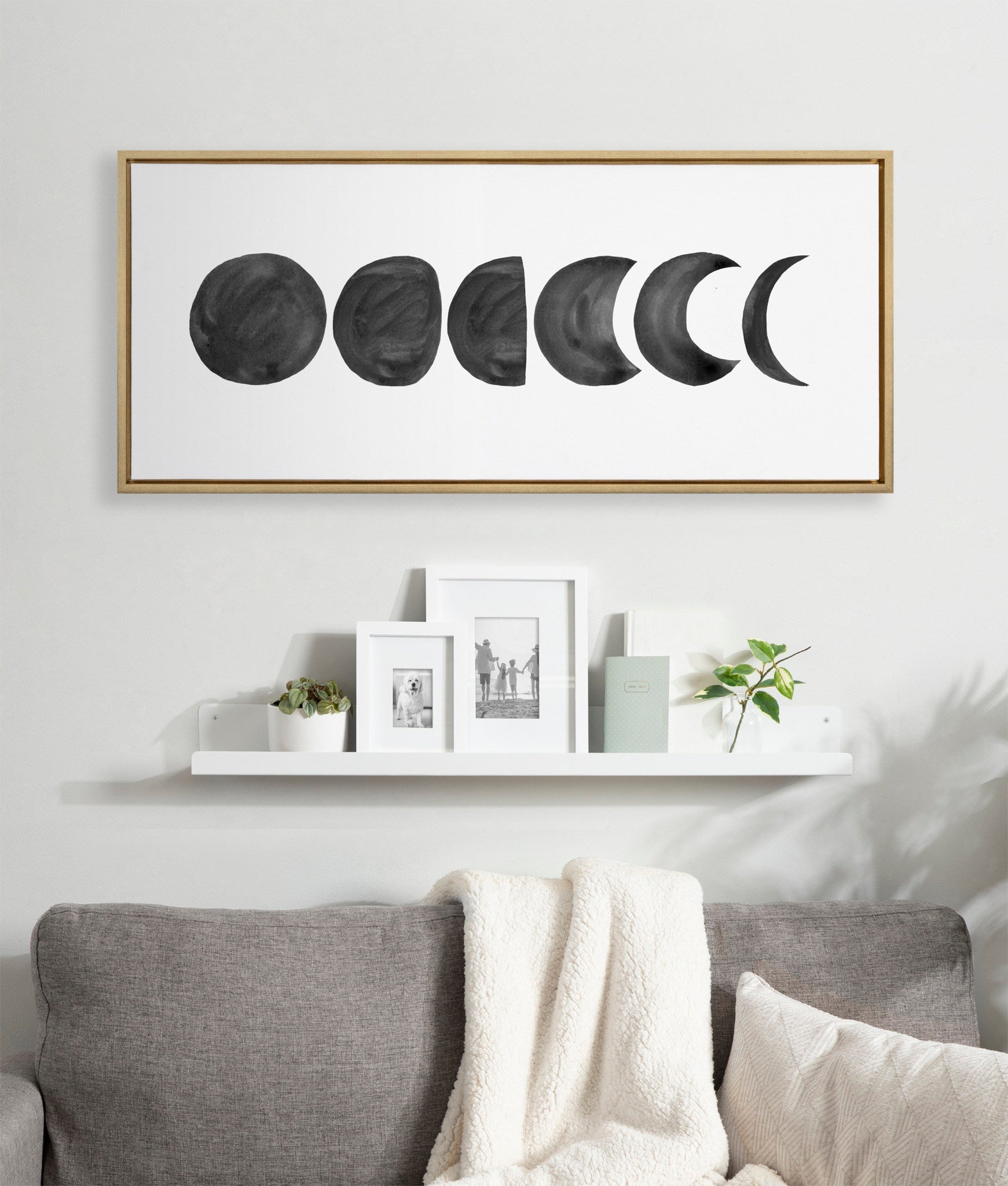 Sylvie Linear Moon Phases BW Framed Canvas by kateandlaurel - product image 6 for Resin Society