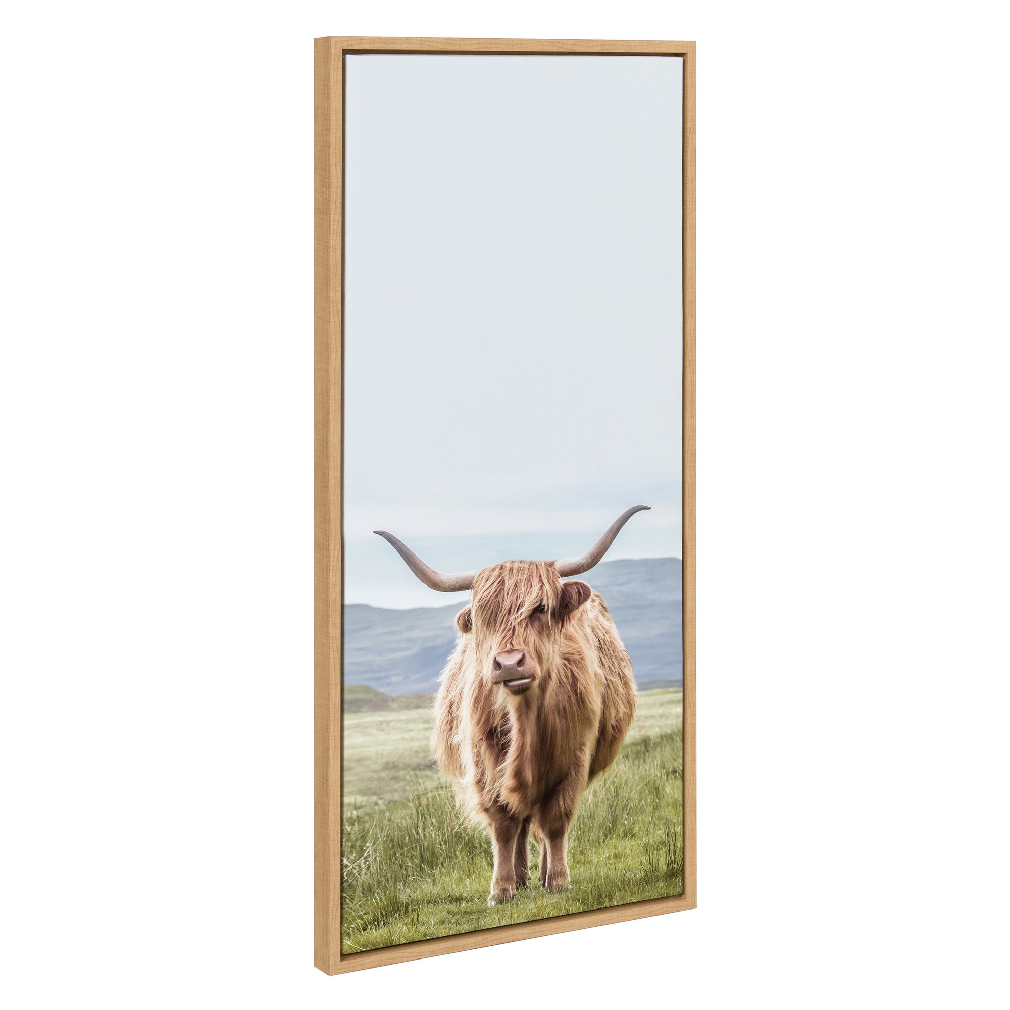 Sylvie Highland Cow Mountain Landscape Framed Canvas by The Creative by kateandlaurel - main product image for Resin Society