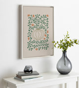 Sylvie Colorful Abstract Retro Floral Green and Orange Framed Canvas by kateandlaurel - product image 5 for Resin Society