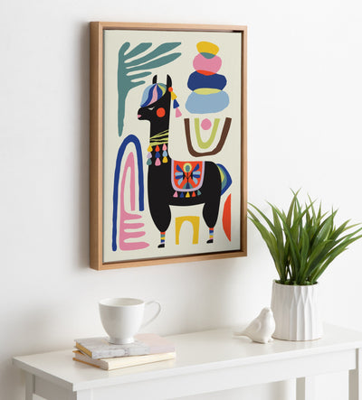 Sylvie Llama Mesatawe Framed Canvas by kateandlaurel - product image 5 for Resin Society