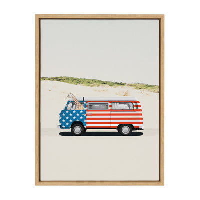 Sylvie USA Retro Beach Van Framed Canvas by July Art Prints