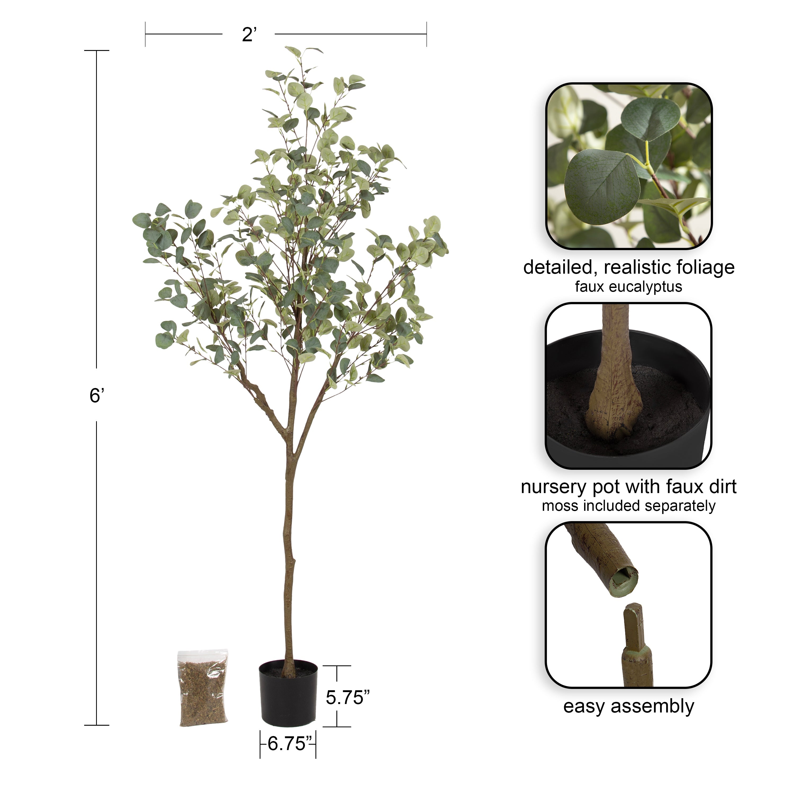 Eudora Faux Eucalyptus Tree - Kate and Laurel