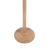 Round wooden base with a smooth finish supporting a vertical wooden pole, both in light natural wood tones with subtle grain patterns.