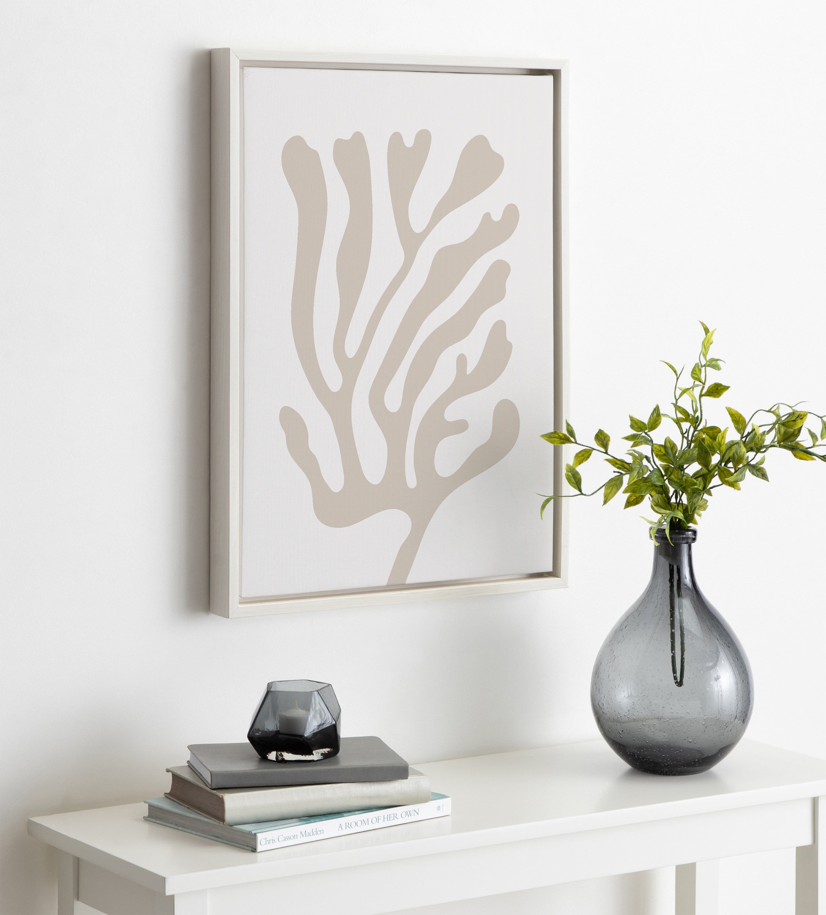 Sylvie Abstract Coral Coastal Beige Framed Canvas by kateandlaurel - product image 10 for Resin Society