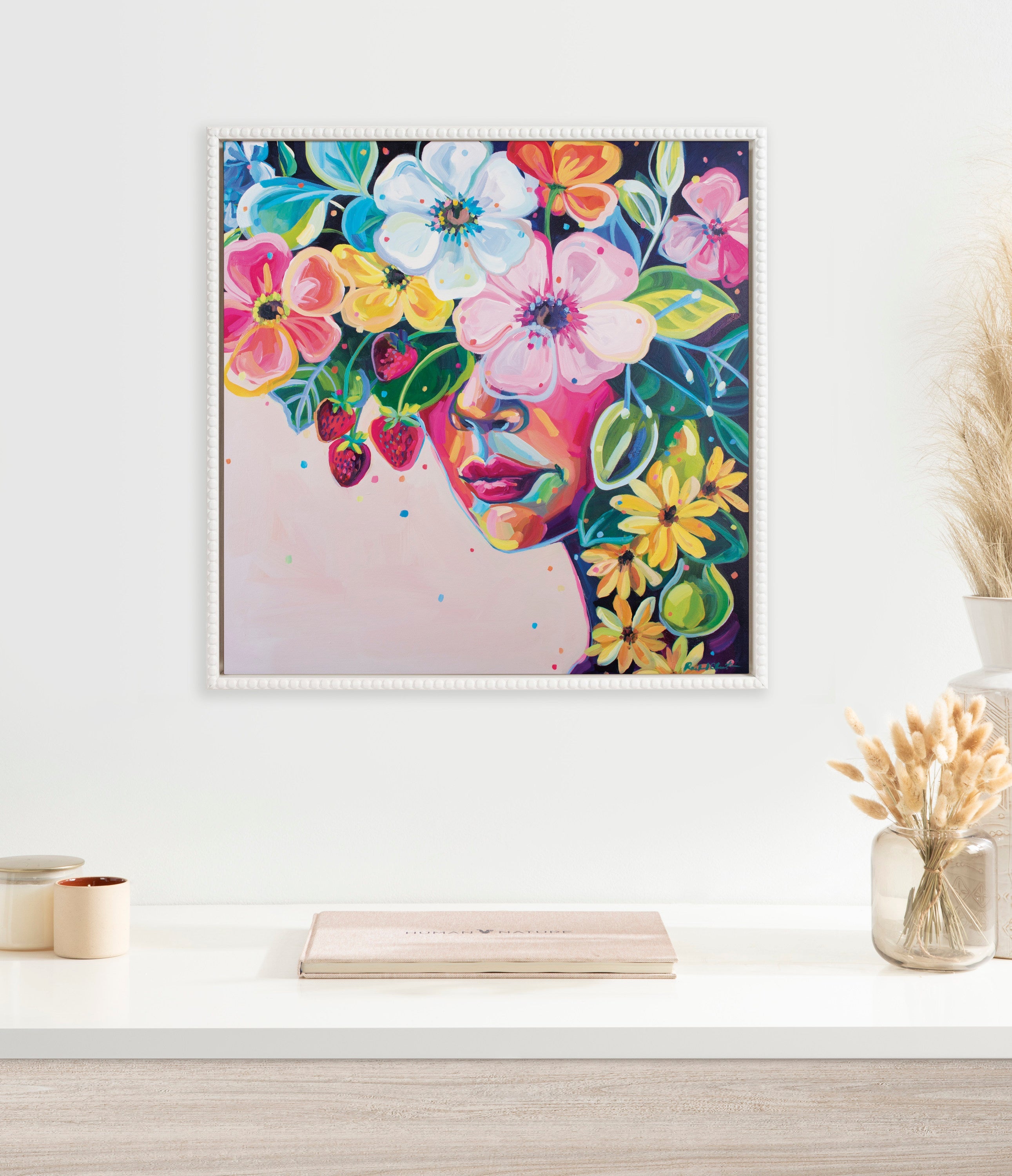 Sylvie Beaded She Was Thoughtful and Kind Framed Canvas by Rachel Christopoulos