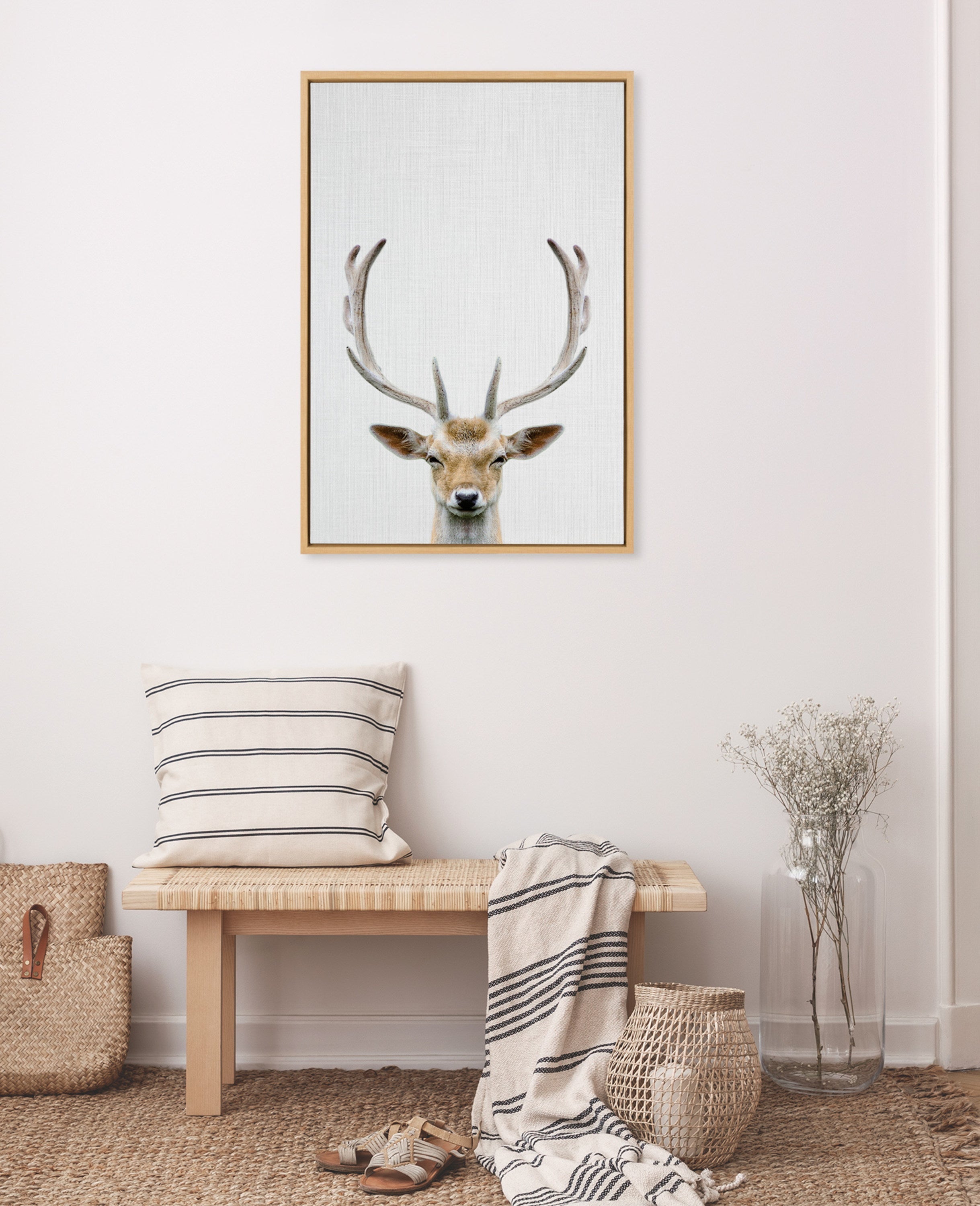 Sylvie Deer Color Framed Canvas by Simon Te of Tai Prints