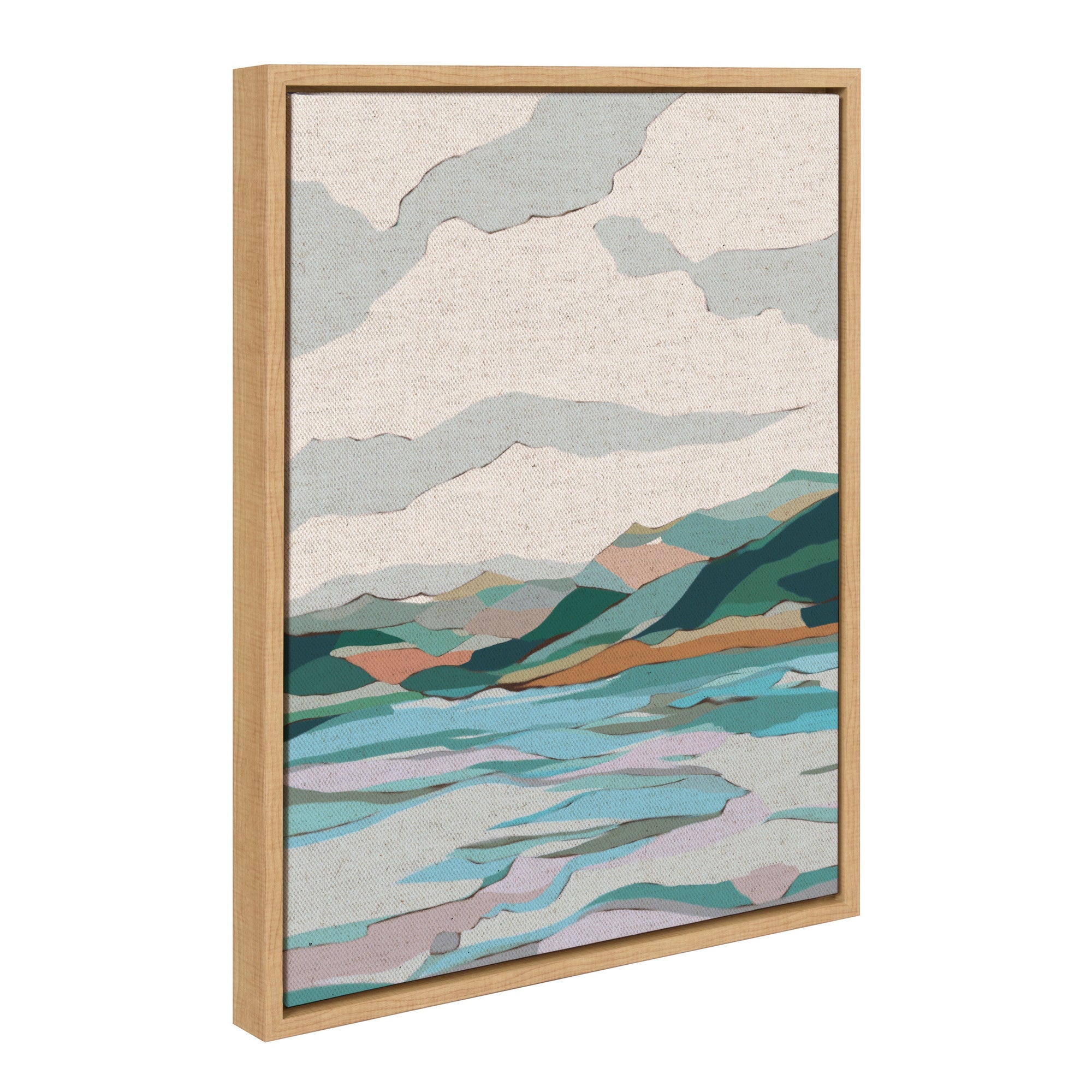 Sylvie Dal Lake framed canvas art by Nikita Jariwala, showing a serene lakeside scene with trees in a natural color frame