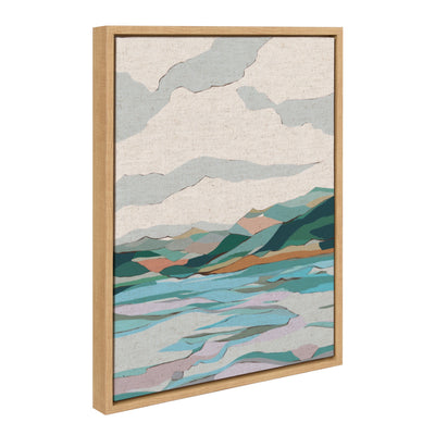 Sylvie Dal Lake framed canvas art by Nikita Jariwala, showing a serene lakeside scene with trees in a natural color frame