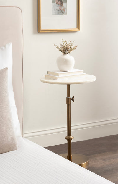Engles Adjustable Marble Table and Plant Stand