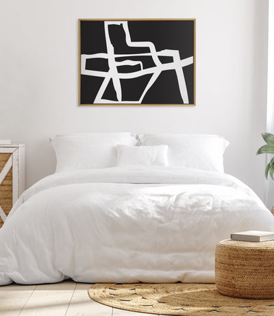 Sylvie Bold Sophisticated Abstract White Stroke Framed Canvas by kateandlaurel - product image 10 for Resin Society