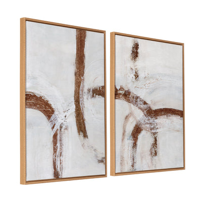 Sylvie Beaded Pathways of Time I and II Framed Canvas Art Set by Nikita Jariwala