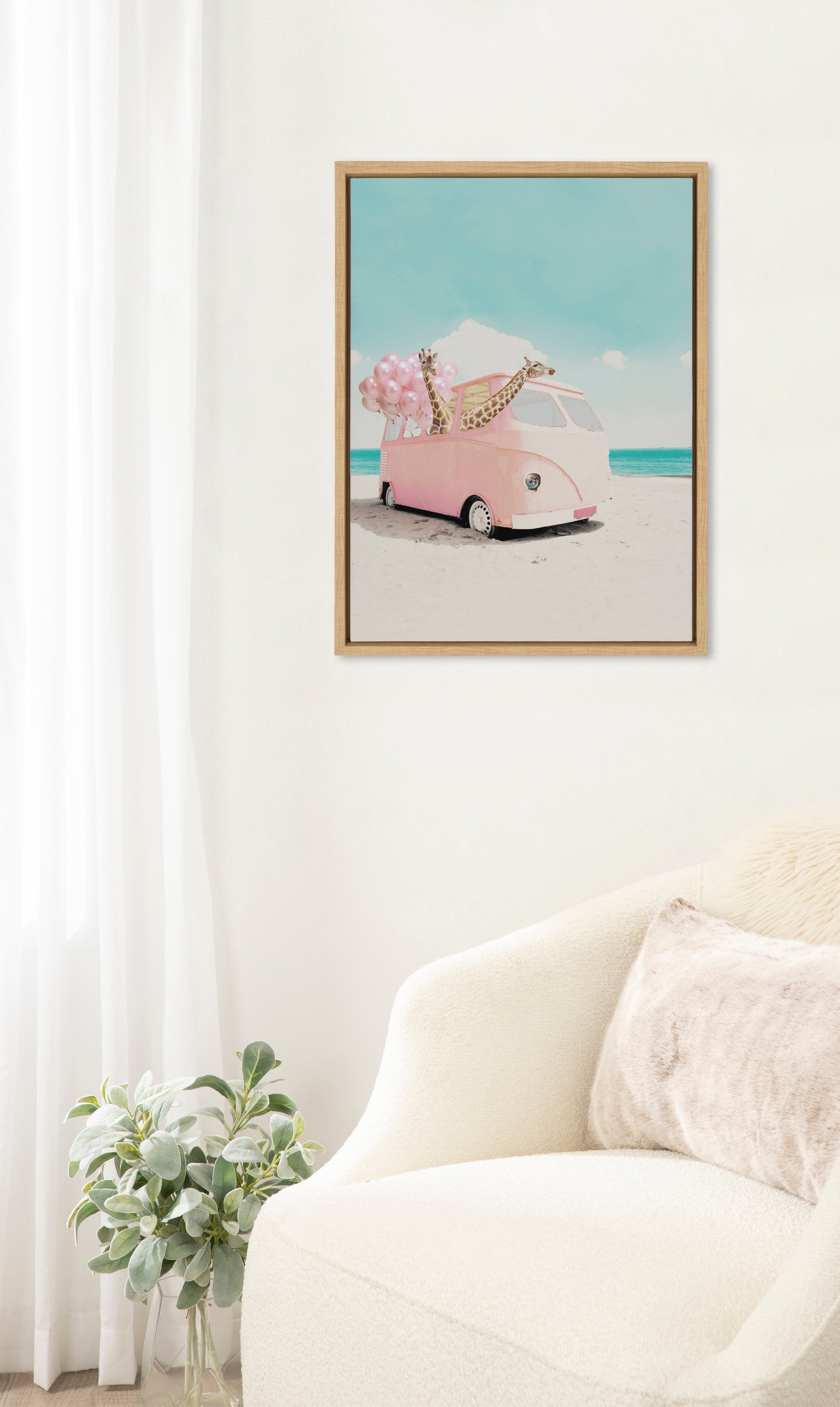 Sylvie Pink Van Framed Canvas by July Art Prints