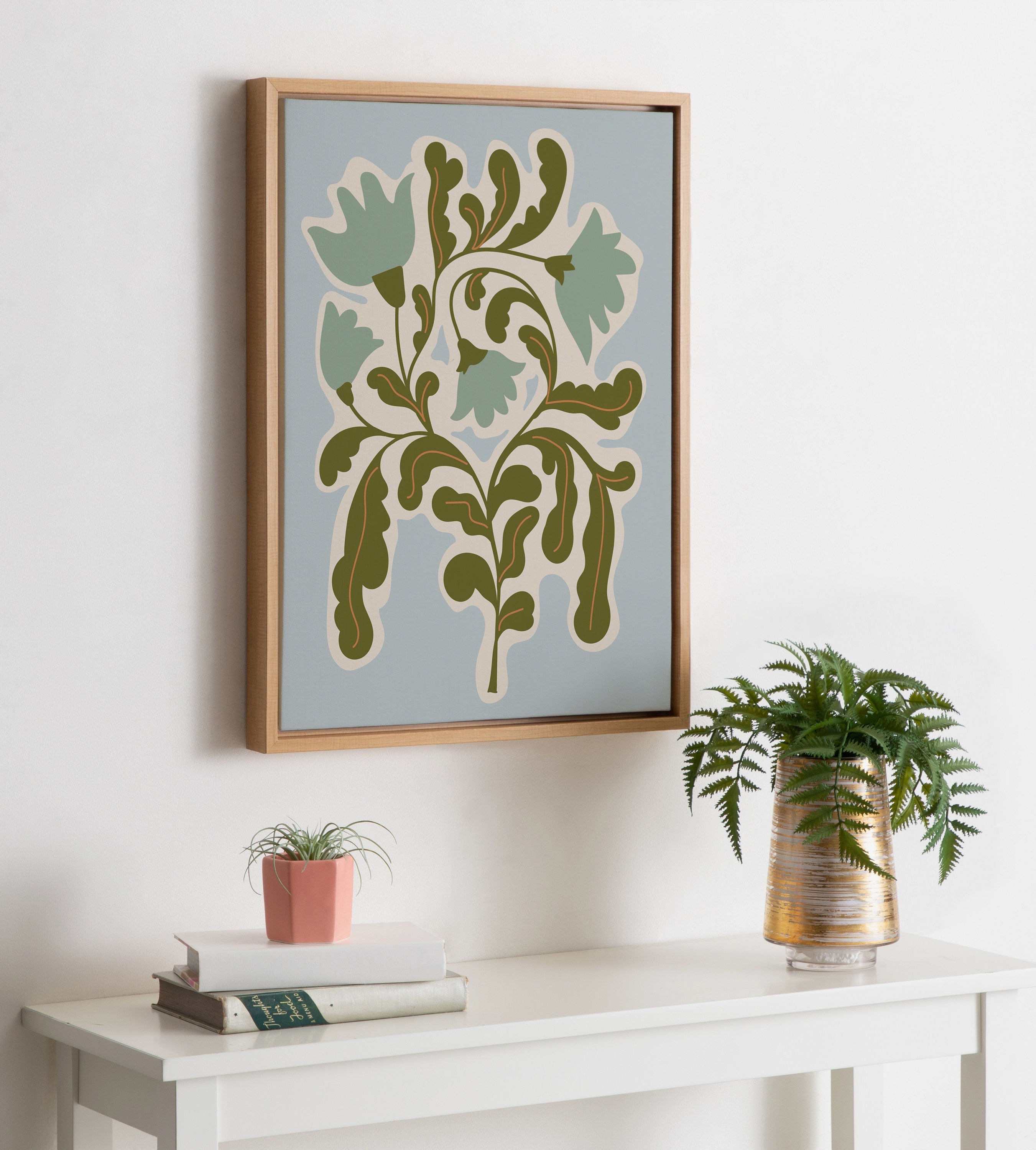 Sylvie Expressive Abstract House Plant Playful Blue Framed Canvas by kateandlaurel - product image 10 for Resin Society