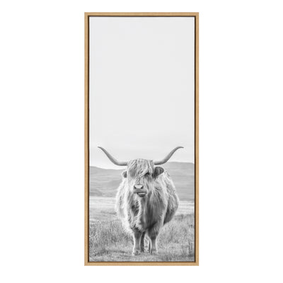 Sylvie Highland Cow Mountain Landscape Black and White Framed Canvas by by kateandlaurel - product image 2 for Resin Society