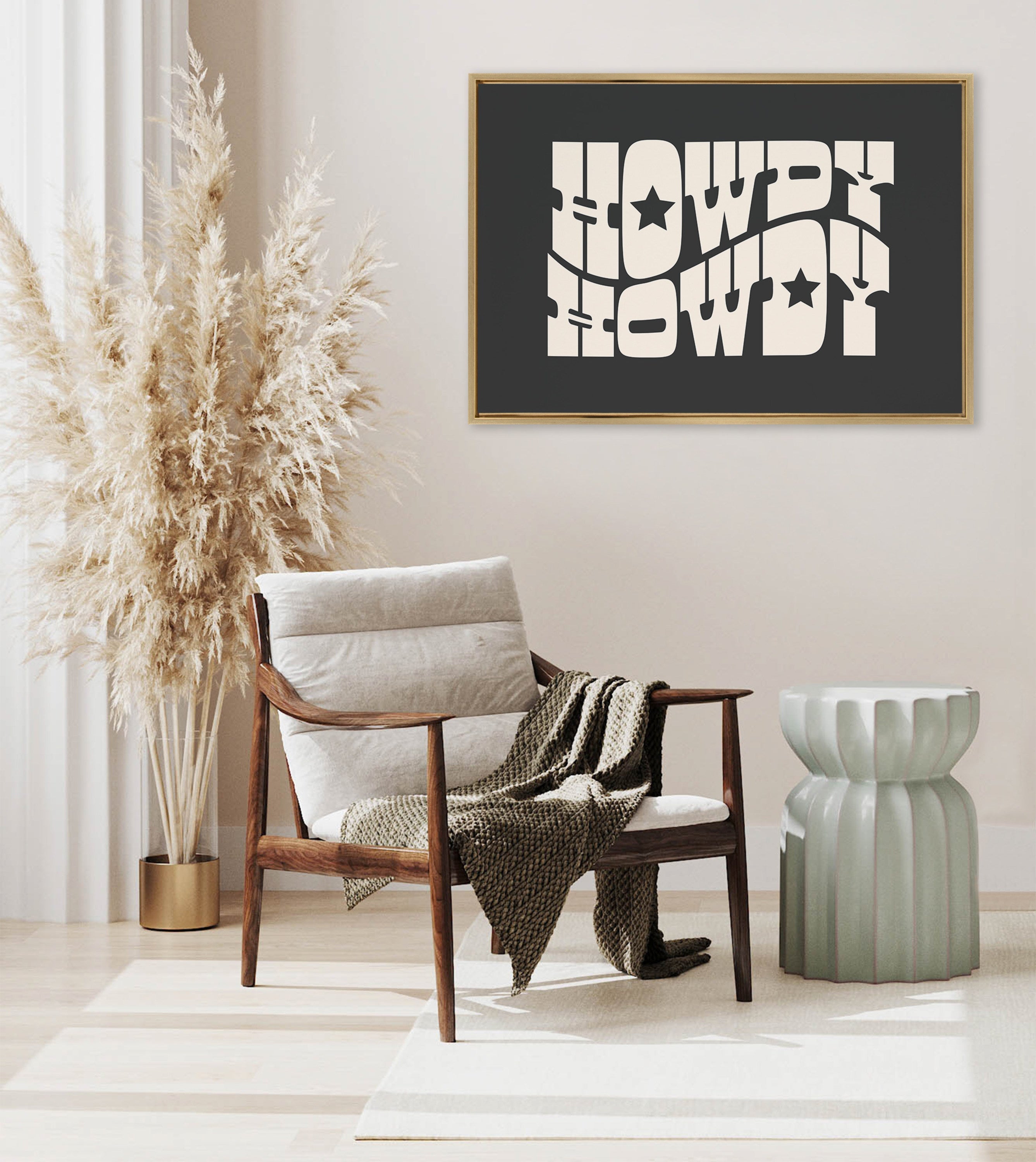 Sylvie Howdy Star Landscape Black Framed Canvas by Honey Island Studio