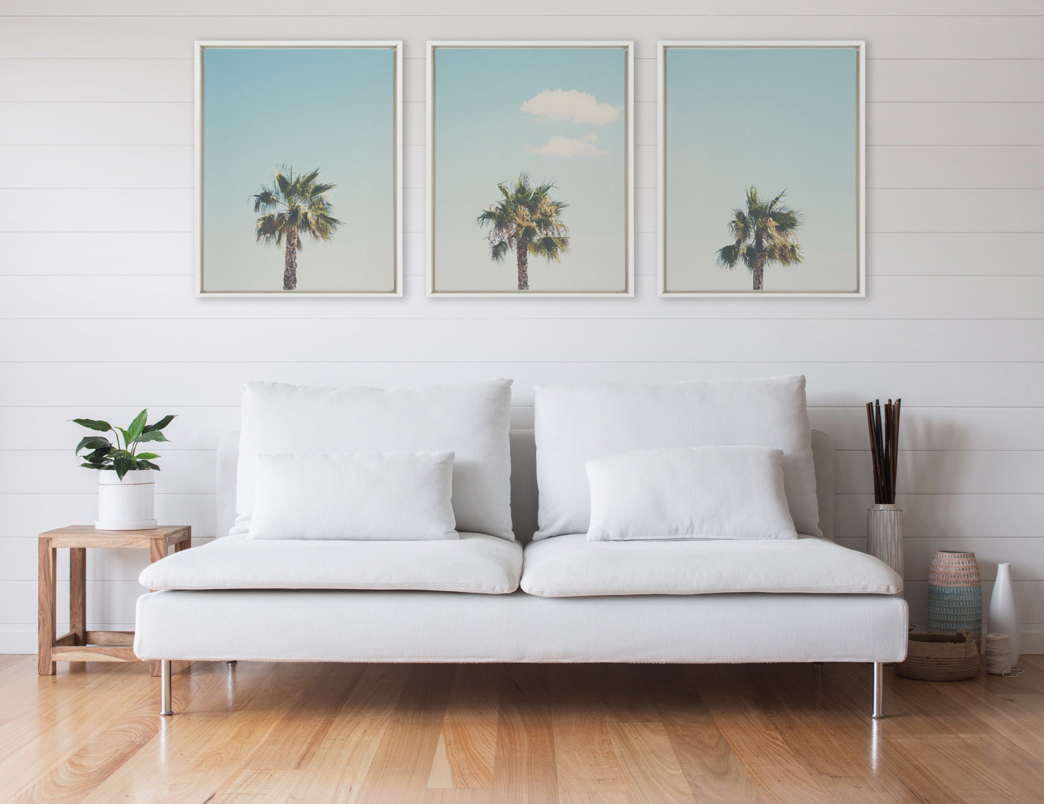 Sylvie Trio of Palm Trees 1, 2 and 3 Framed Canvas by kateandlaurel - product image 6 for Resin Society