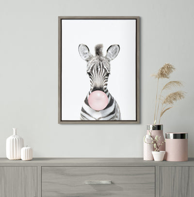 Sylvie Bubble Gum Zebra Framed Canvas by Amy Peterson Art Studio by kateandlaurel - product image 13 for Resin Society