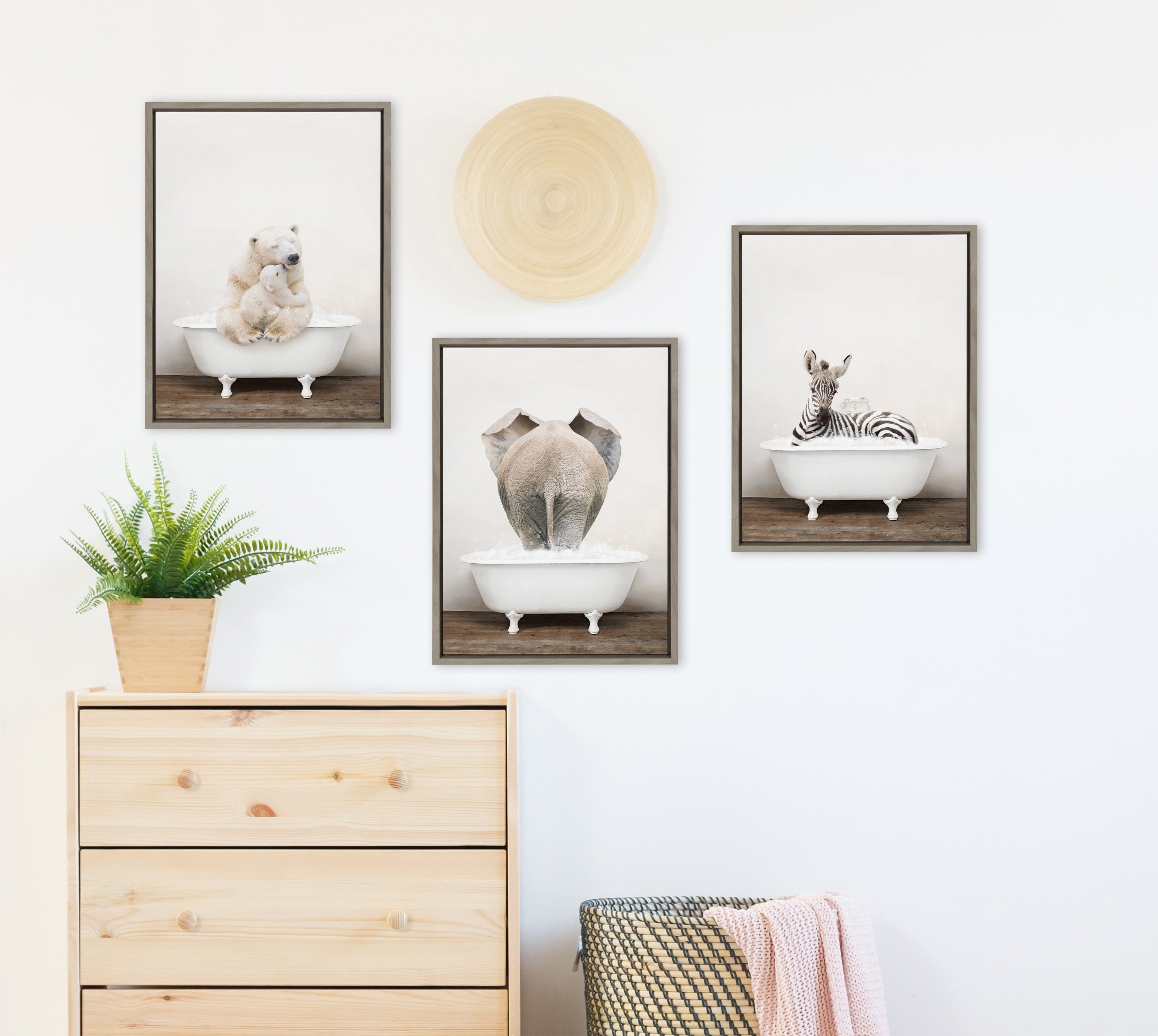 Sylvie Mother and Baby Polar Bear in Rustic Bath Framed Canvas by kateandlaurel - product image 17 for Resin Society