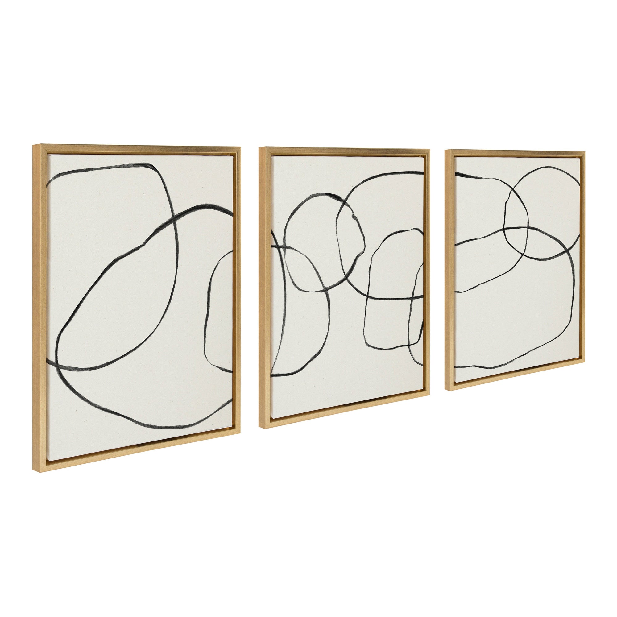 Sylvie Dancing Circles BW Framed Canvas by kateandlaurel - main product image for Resin Society