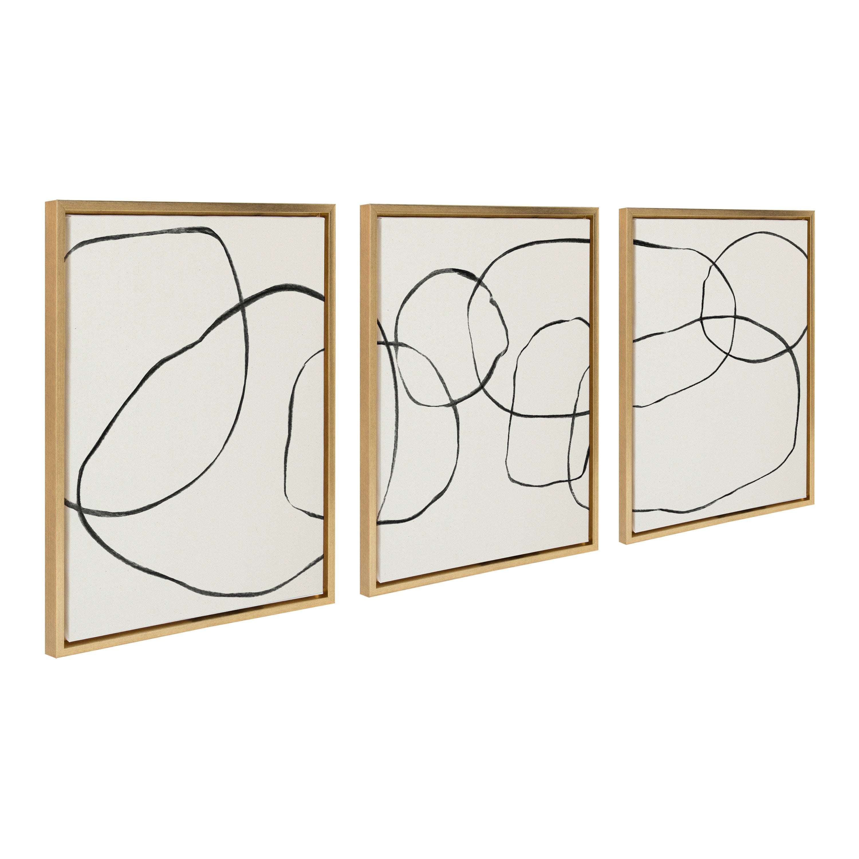 Sylvie Dancing Circles BW Framed Canvas by kateandlaurel - main product image for Resin Society