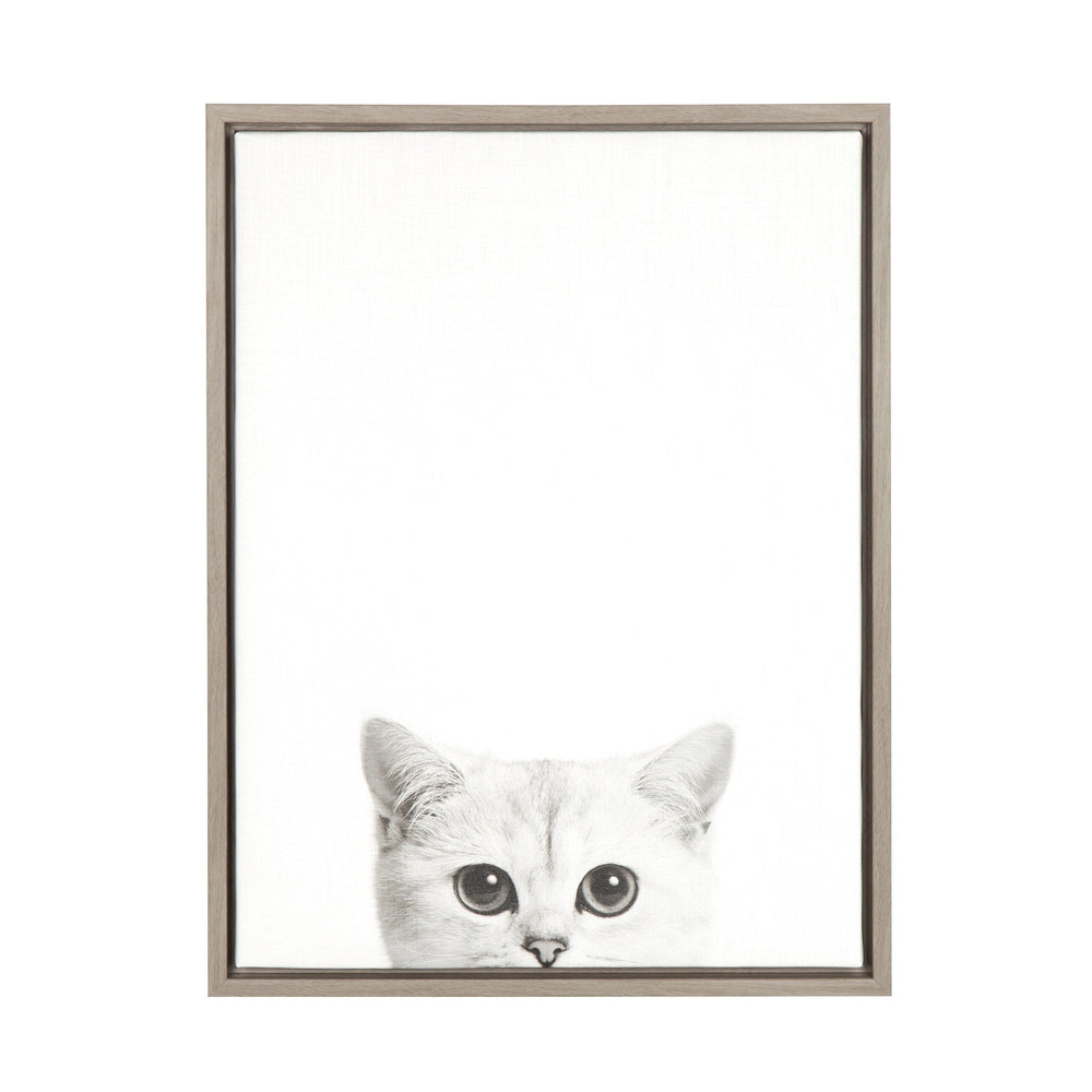 Sylvie Kitty Framed Canvas by Simon Te of Tai Prints by kateandlaurel - main product image for Resin Society
