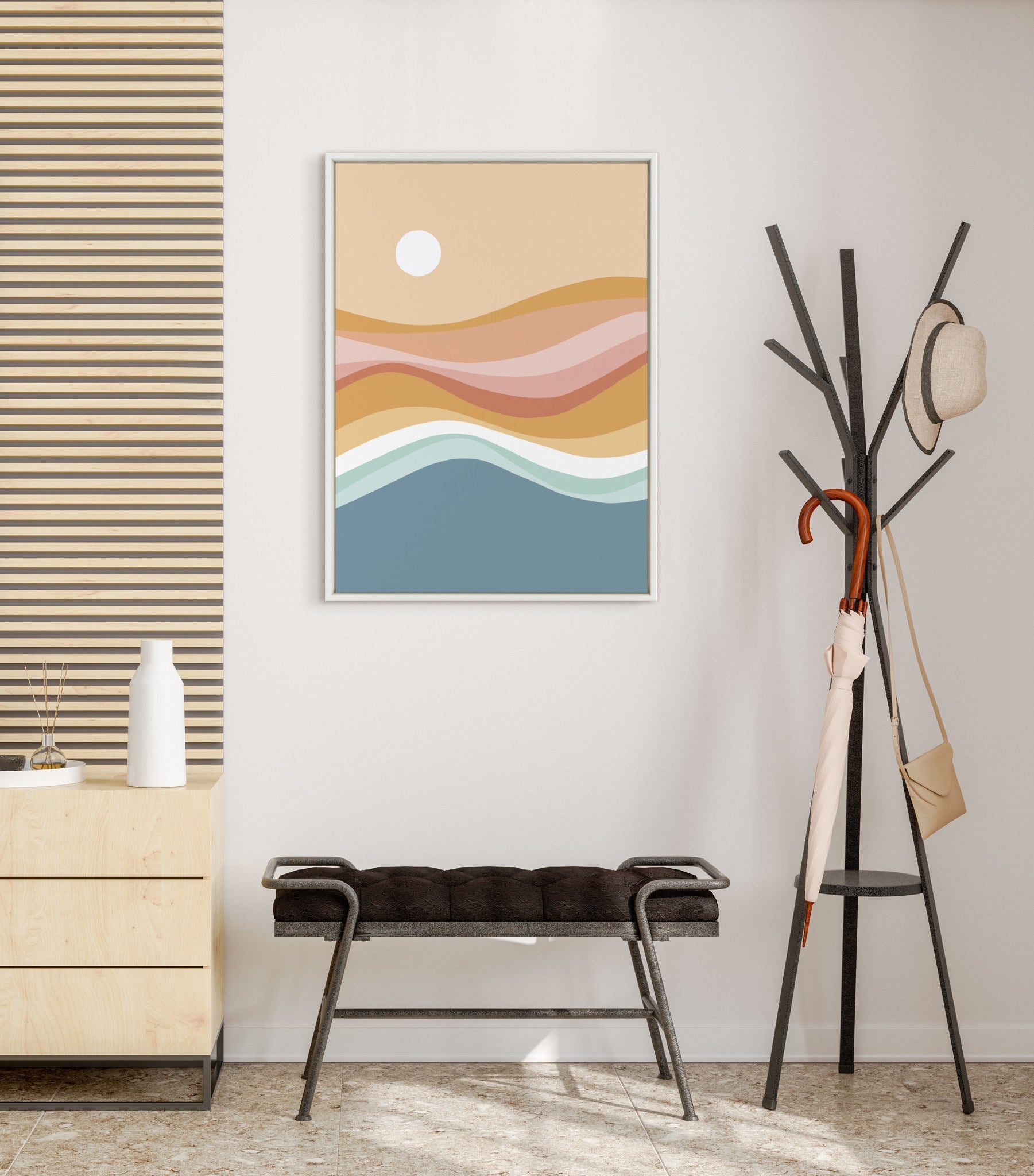 Sylvie Rainbow Waves Seascape Framed Canvas by kateandlaurel - product image 8 for Resin Society