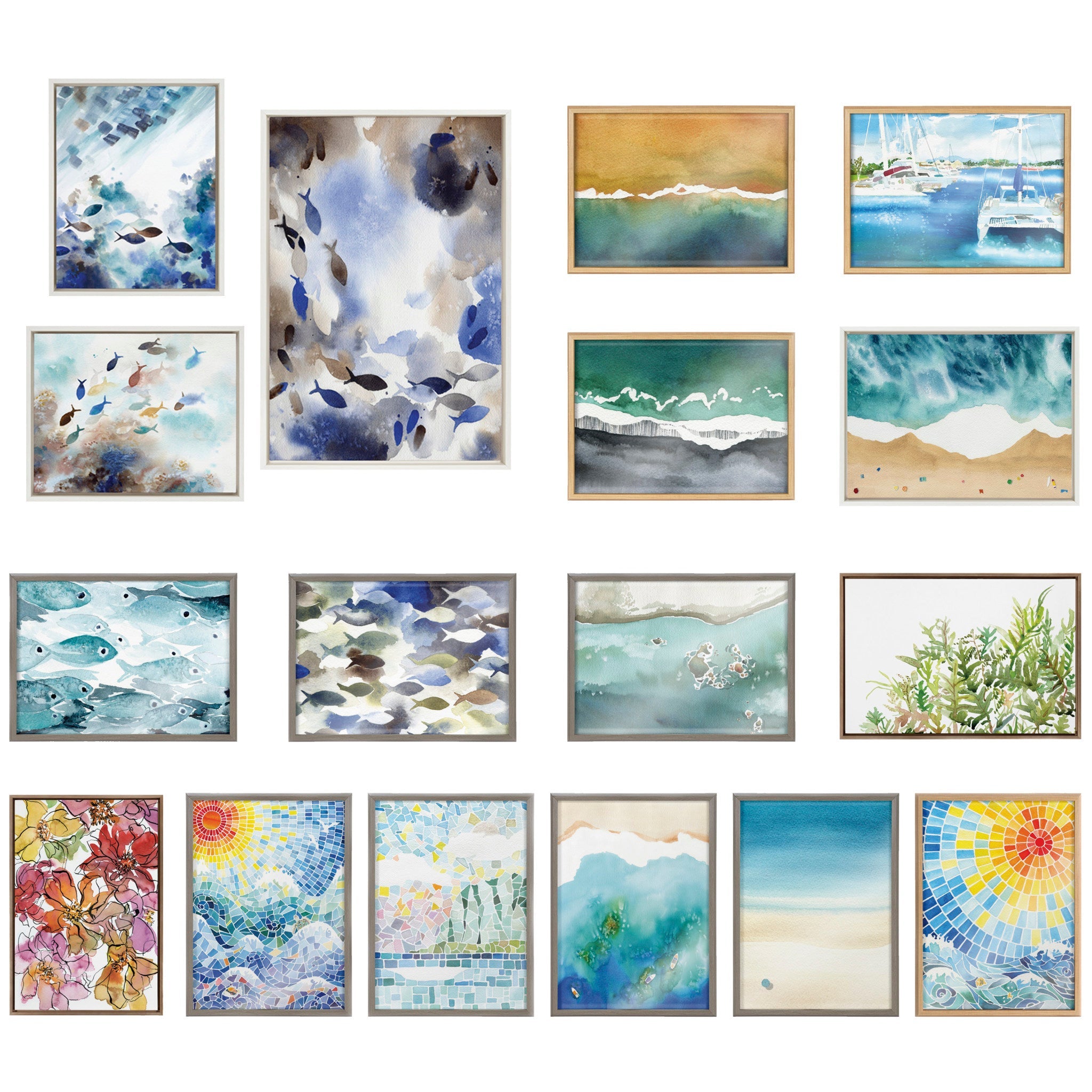 Sylvie Obstacles, Adventure and Nourish Framed Canvas Art Set by Janet Meinke-Lau