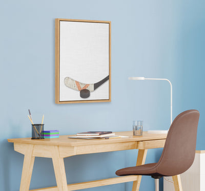 Sylvie Hockey Stick and Puck Framed Canvas, Natural 18x24 by kateandlaurel - product image 7 for Resin Society