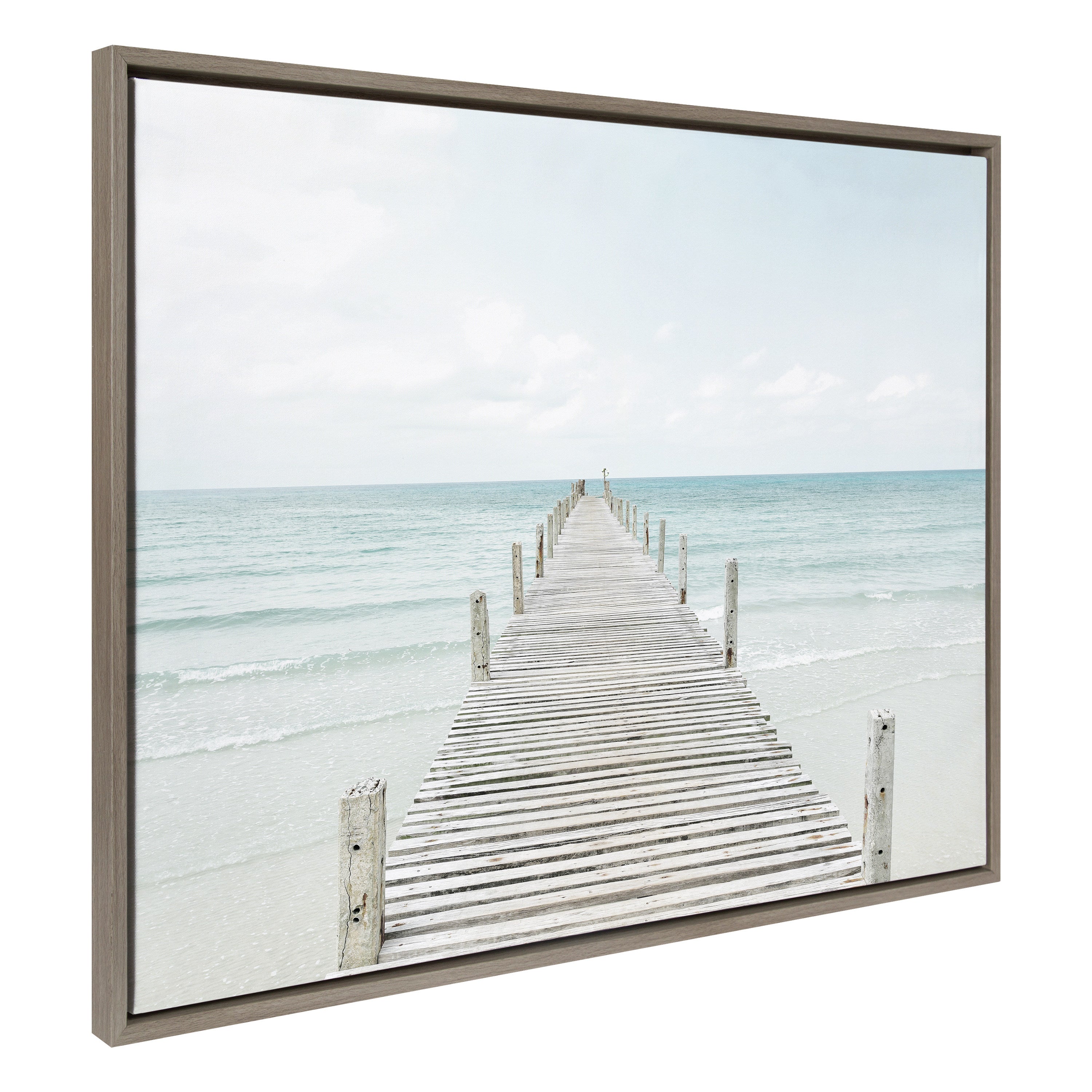 Sylvie Wooden Pier on Beach Framed Canvas by Amy Peterson Art Studio by kateandlaurel - product image 11 for Resin Society