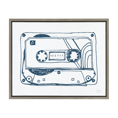 Sylvie Cassette Illustration Framed Canvas by kateandlaurel - main product image for Resin Society