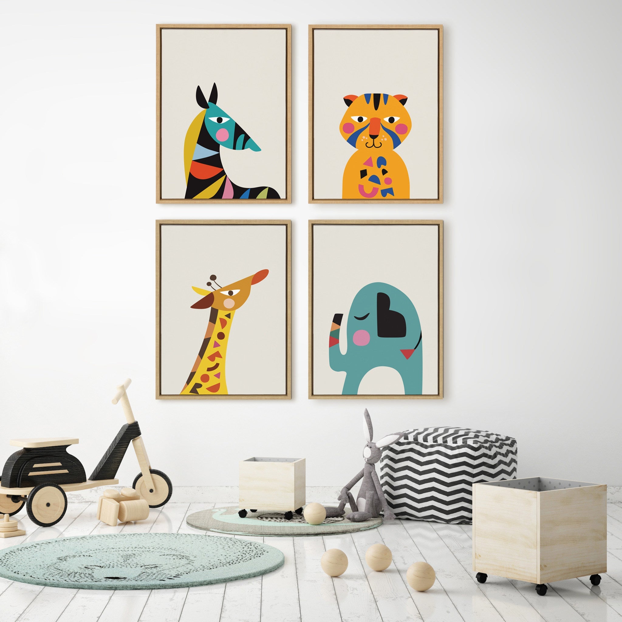 Sylvie Mid Century Modern Baby Tiger Framed Canvas by kateandlaurel - product image 6 for Resin Society