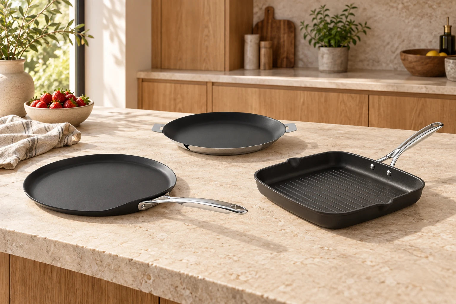 CRISTEL cookware and accessories styled in a kitchen